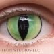 Green Feline – hand-painted custom contact lens | Samhain Contact Lenses