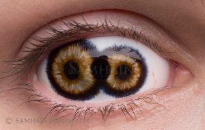 Double Iris – hand-painted custom contact lens | Samhain Contact Lenses