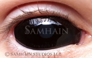 Black Sclera – hand-painted custom contact lens | Samhain Contact Lenses