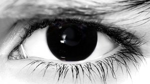 Black Out – hand-painted custom contact lens | Samhain Contact Lenses