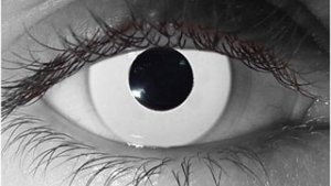Zombie (White Out) – hand-painted custom contact lens | Samhain Contact Lenses