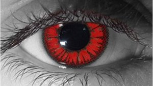 New Moon (Red Twilight) – hand-painted custom contact lens | Samhain Contact Lenses